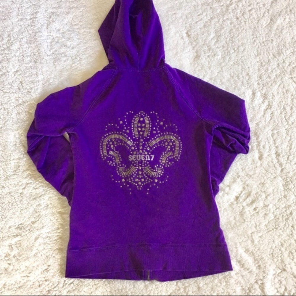 SEVEN7 Hooded Zip Up Hoodie Embellished M - Picture 3 of 7